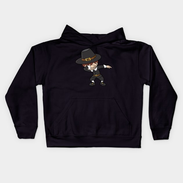 Thanksgiving Dabbing Pilgrim Dab Dance Boys Kids Kids Hoodie by E